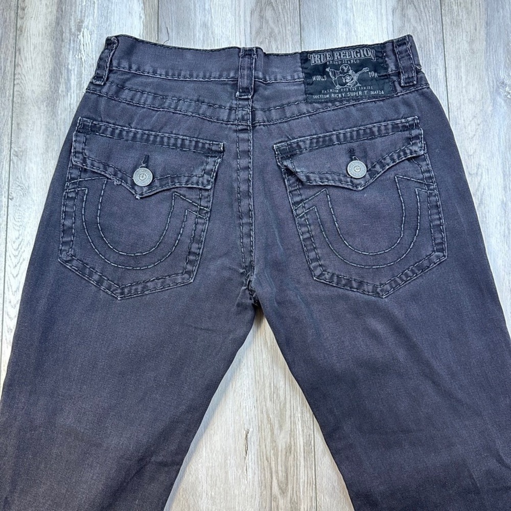 True Religion Jeans Mens 36x28 Black Ricky Super T Straight Y2K Vintage USA Made